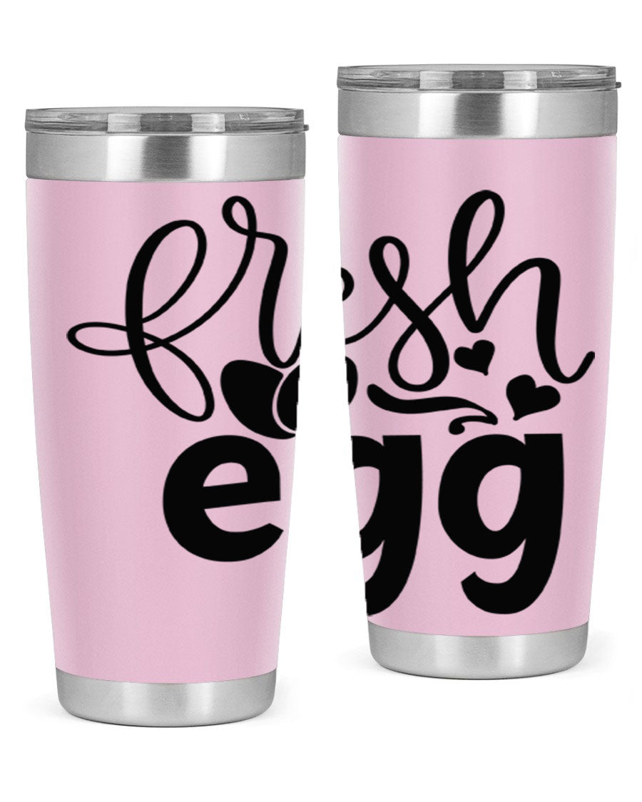 Fresh Egg 93# 20oz Tumbler in stainless steel with a drink-thru lid, showcasing its sleek design and vibrant color.