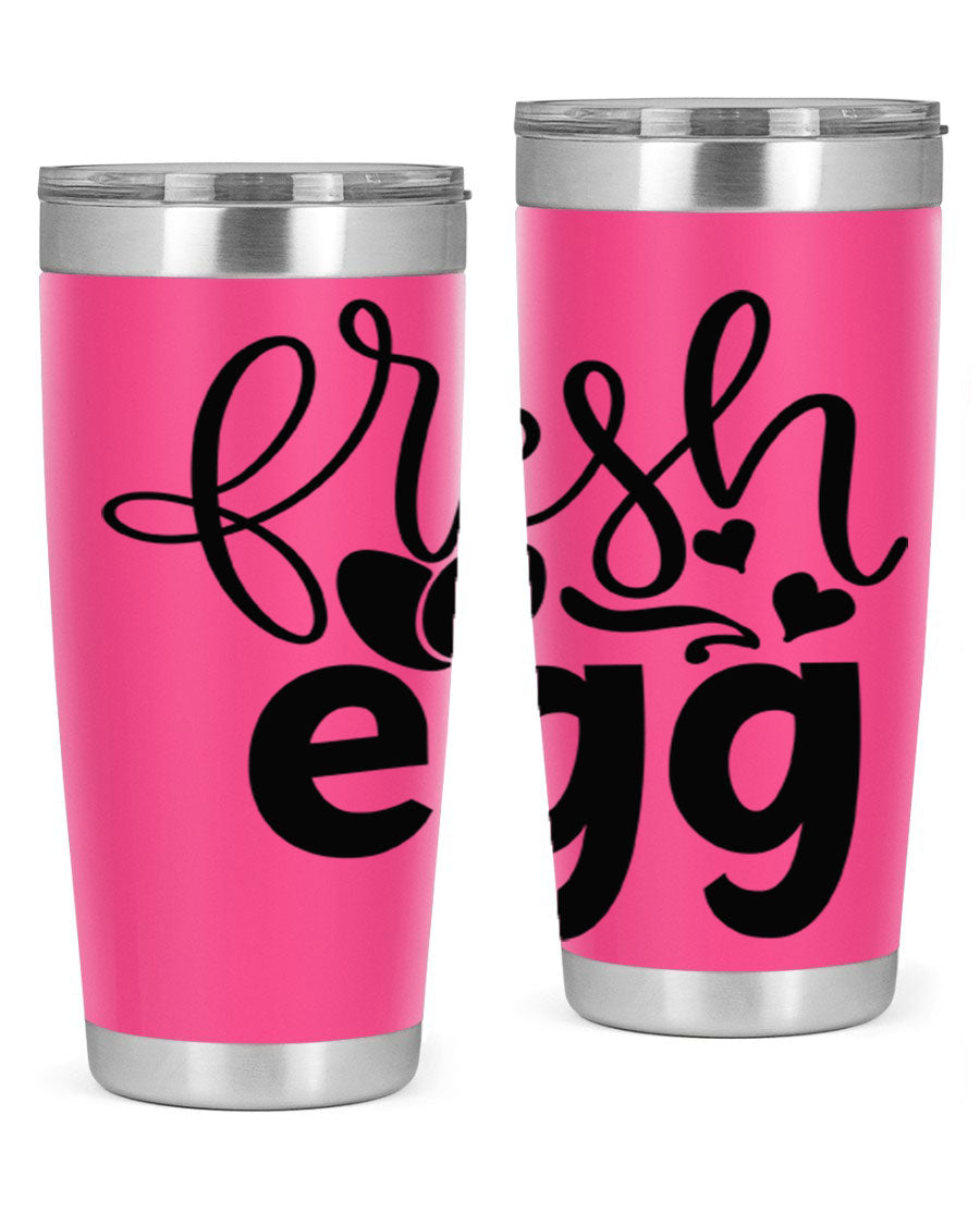 Fresh Egg 93# 20oz Tumbler in stainless steel with a drink-thru lid, showcasing its sleek design and vibrant color.