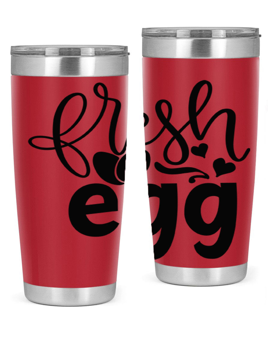 Fresh Egg 93# 20oz Tumbler in stainless steel with a drink-thru lid, showcasing its sleek design and vibrant color.