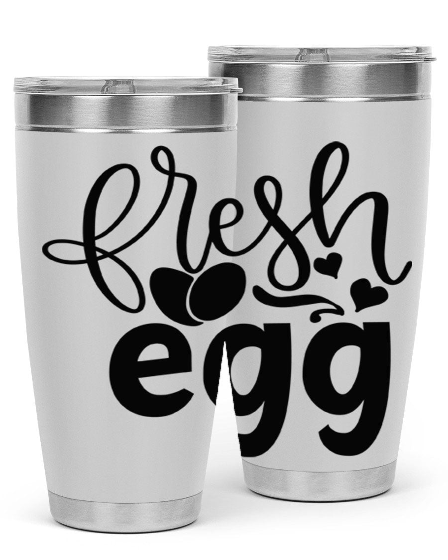 Fresh Egg 93# 20oz Tumbler in stainless steel with a drink-thru lid, showcasing its sleek design and vibrant color.