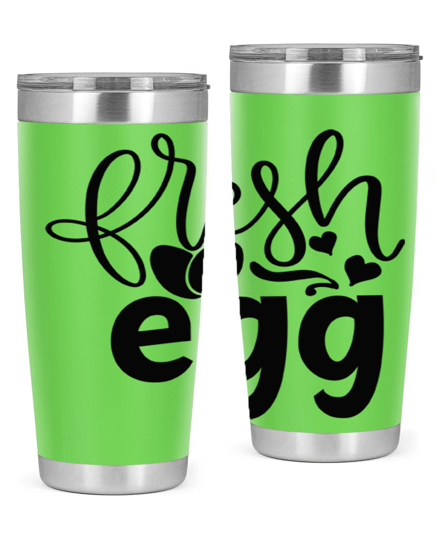 Fresh Egg 93# 20oz Tumbler in stainless steel with a drink-thru lid, showcasing its sleek design and vibrant color.