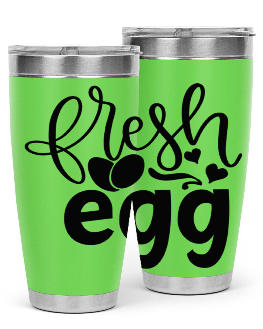 Fresh Egg 93# 20oz Tumbler in stainless steel with a drink-thru lid, showcasing its sleek design and vibrant color.