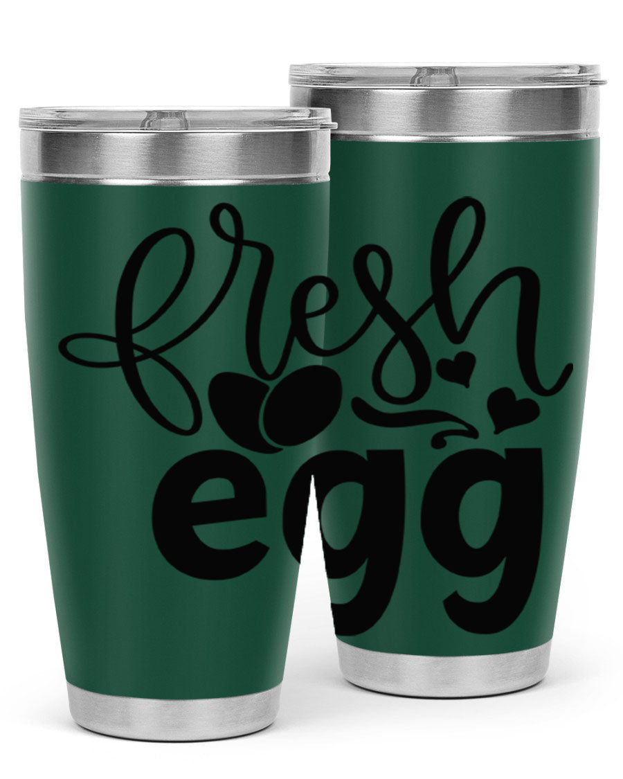 Fresh Egg 93# 20oz Tumbler in stainless steel with a drink-thru lid, showcasing its sleek design and vibrant color.