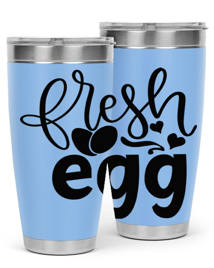 Fresh Egg 93# 20oz Tumbler in stainless steel with a drink-thru lid, showcasing its sleek design and vibrant color.