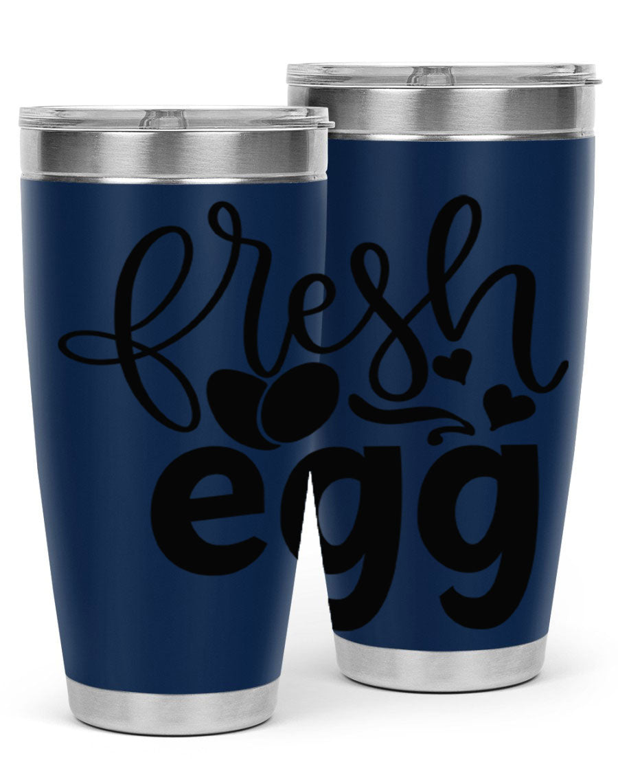 Fresh Egg 93# 20oz Tumbler in stainless steel with a drink-thru lid, showcasing its sleek design and vibrant color.