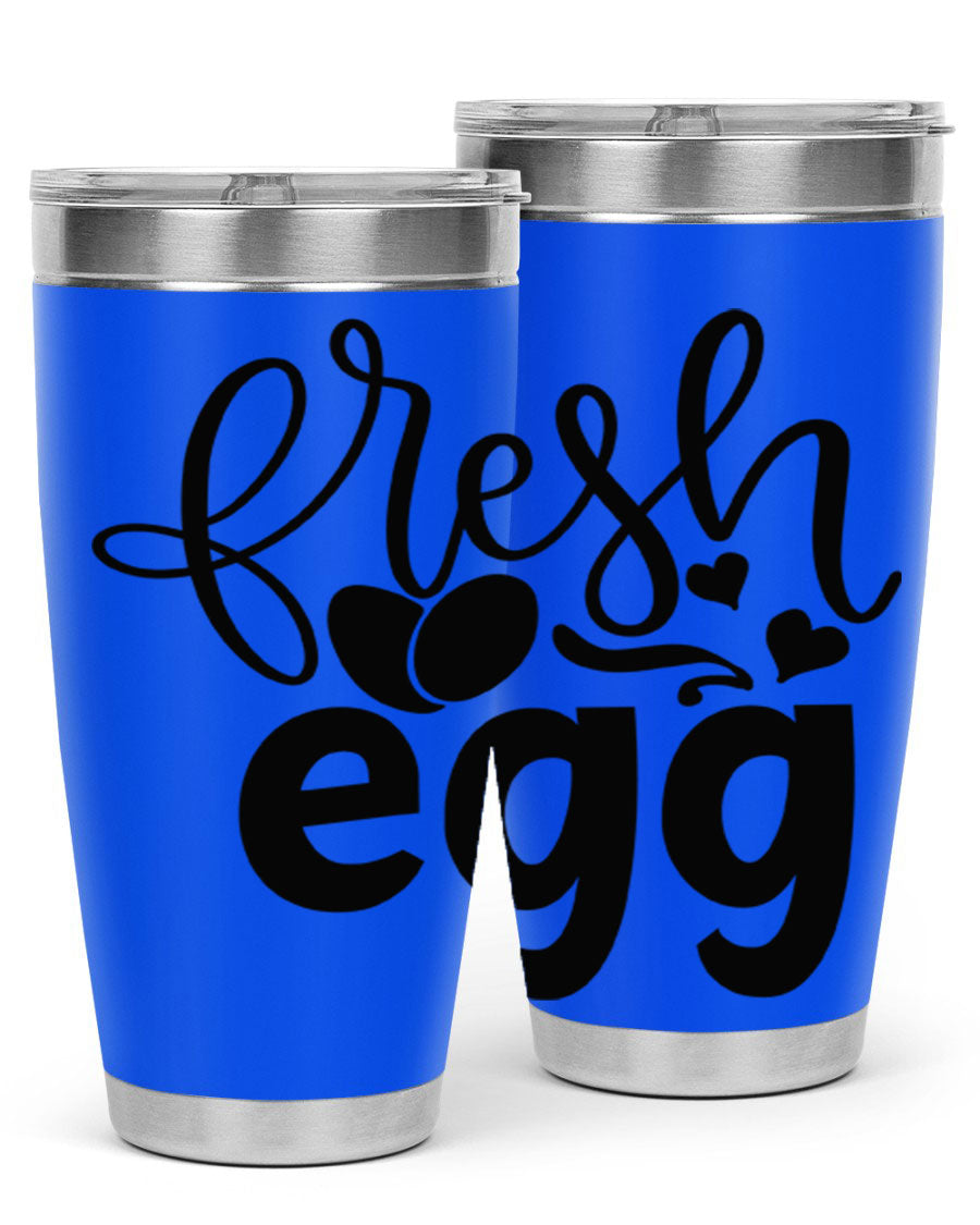 Fresh Egg 93# 20oz Tumbler in stainless steel with a drink-thru lid, showcasing its sleek design and vibrant color.