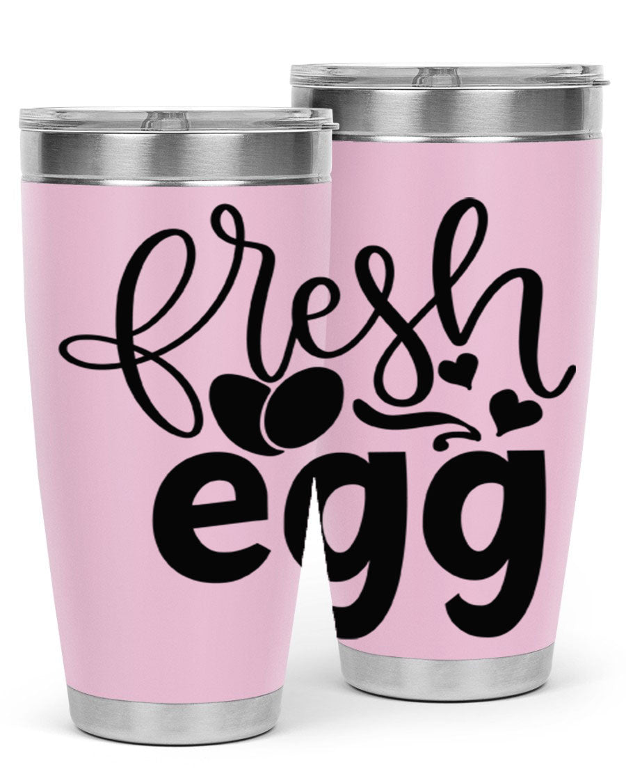 Fresh Egg 93# 20oz Tumbler in stainless steel with a drink-thru lid, showcasing its sleek design and vibrant color.