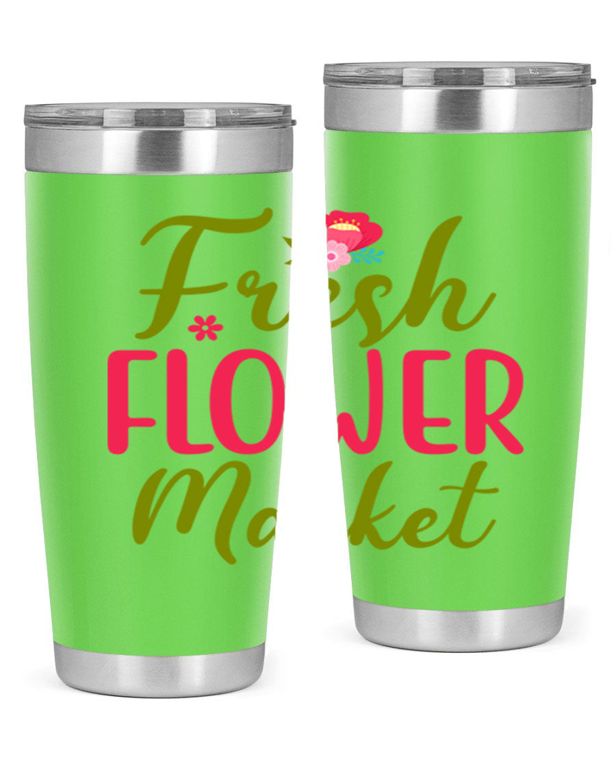 Fresh Flower Market 144# Spring Tumbler in vibrant floral design, showcasing double wall vacuum stainless steel construction.
