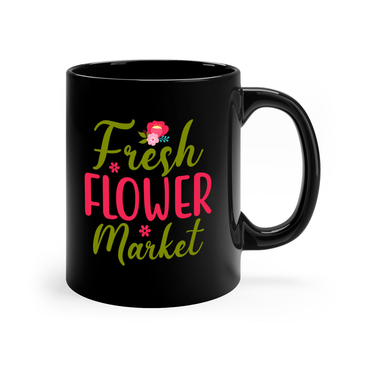 Fresh Flower Market 144# Mug with colored handle and glossy finish, available in multiple colors and sizes.