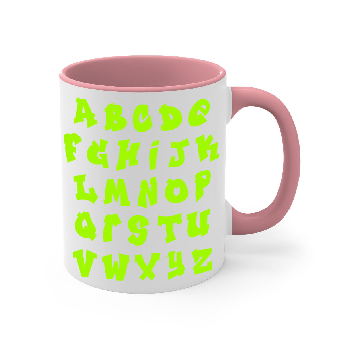 Fresh Font 148# Mug with black words and phrases, featuring a glossy finish and colored handle, available in multiple colors.