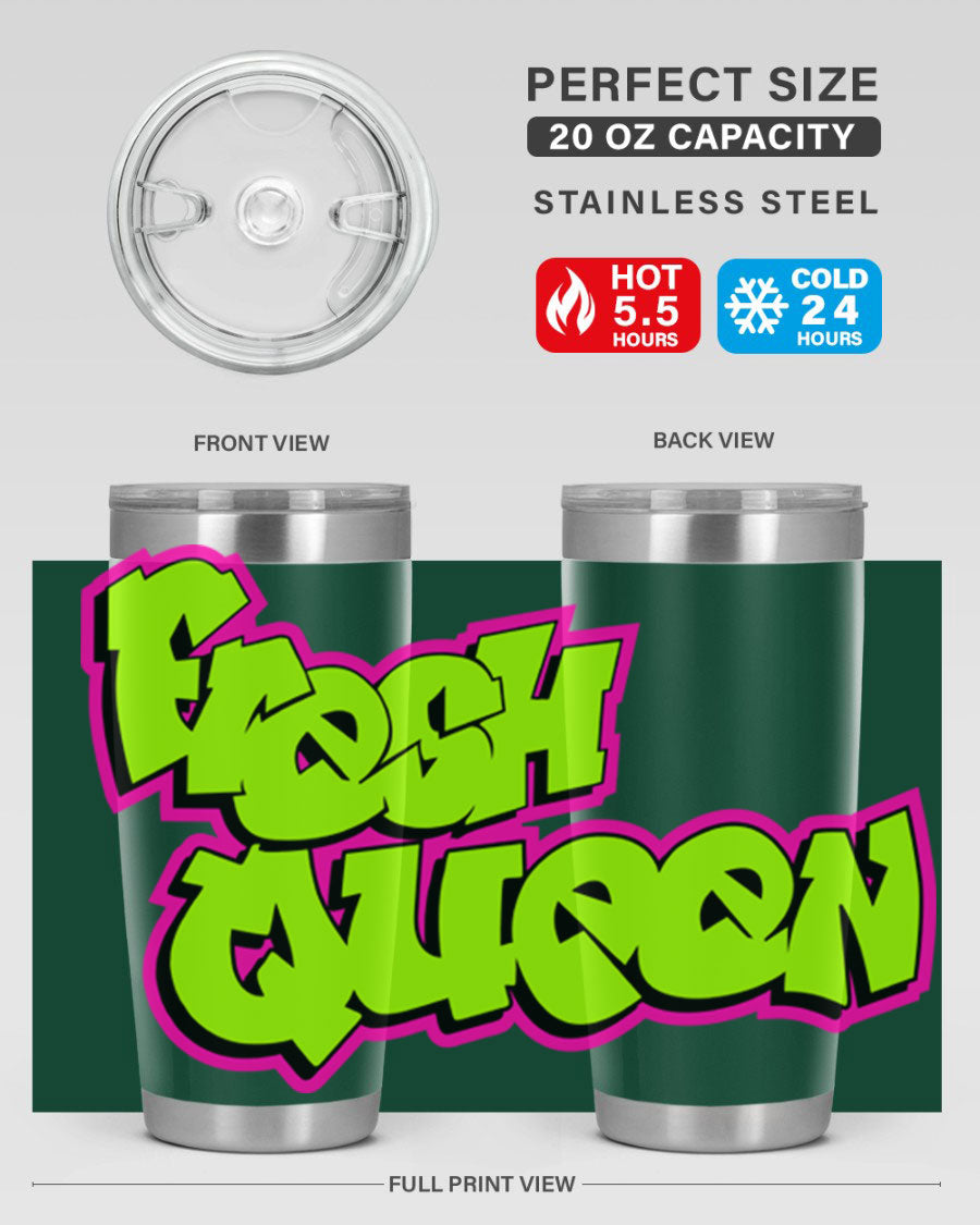 Fresh Queen Cotton Tank featuring stylish black words and phrases on a soft cotton fabric, perfect for casual wear.