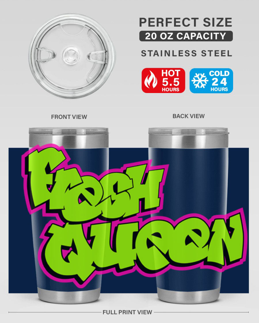 Fresh Queen Cotton Tank featuring stylish black words and phrases on a soft cotton fabric, perfect for casual wear.