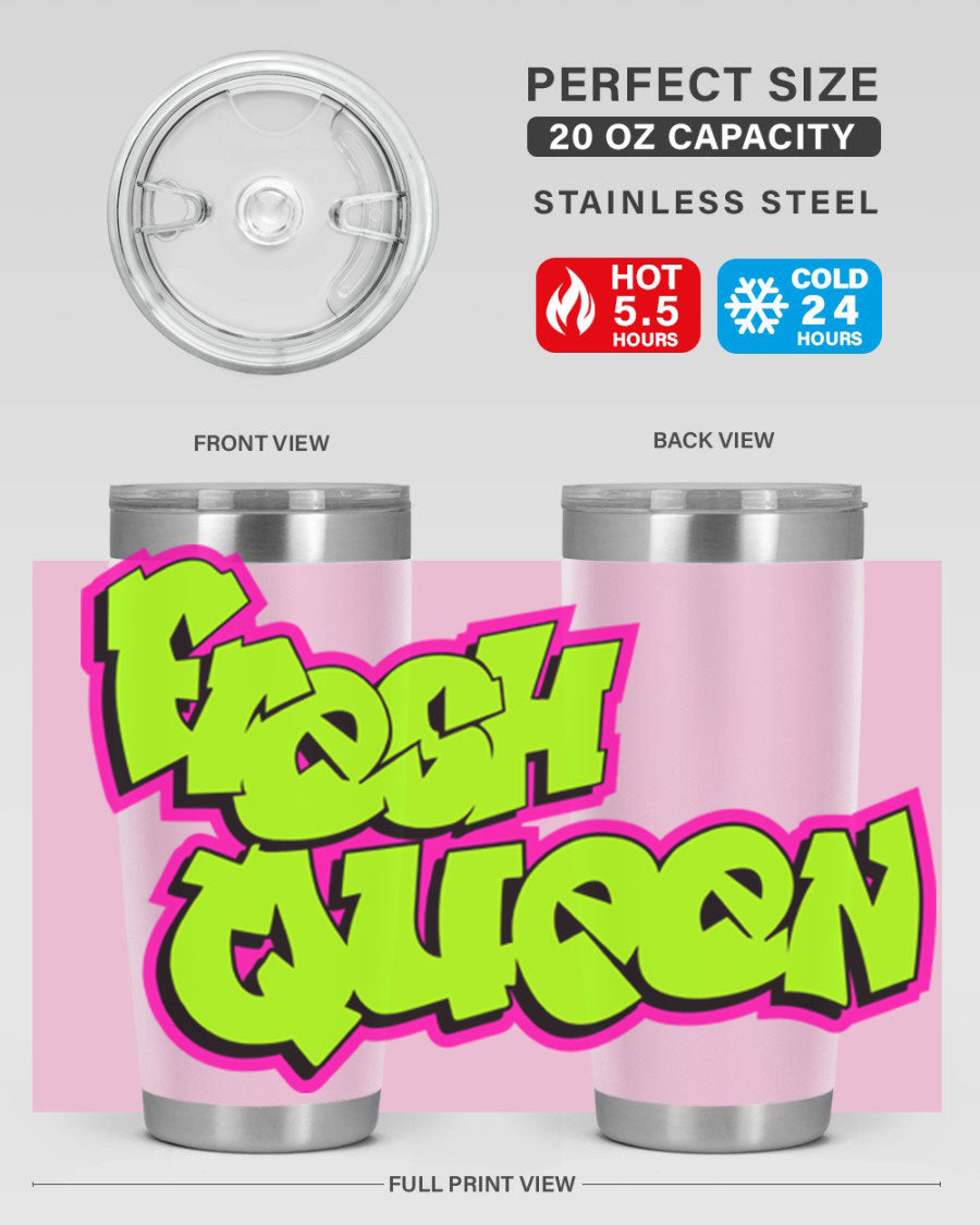 Fresh Queen Cotton Tank featuring stylish black words and phrases on a soft cotton fabric, perfect for casual wear.