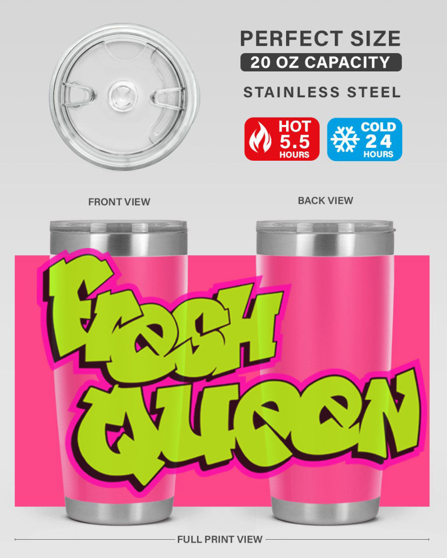 Fresh Queen Cotton Tank featuring stylish black words and phrases on a soft cotton fabric, perfect for casual wear.