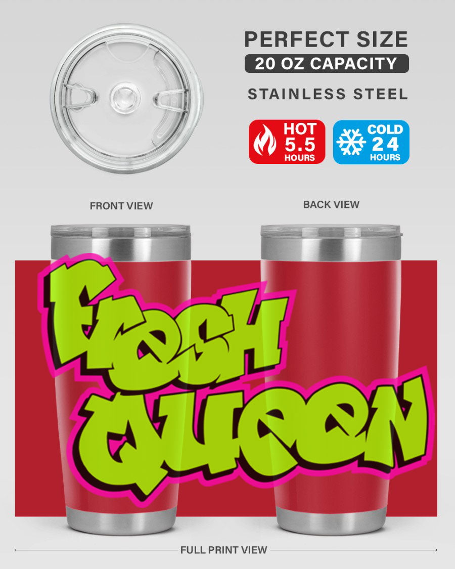 Fresh Queen Cotton Tank featuring stylish black words and phrases on a soft cotton fabric, perfect for casual wear.