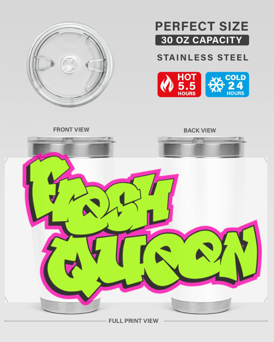 Fresh Queen Cotton Tank featuring stylish black words and phrases on a soft cotton fabric, perfect for casual wear.