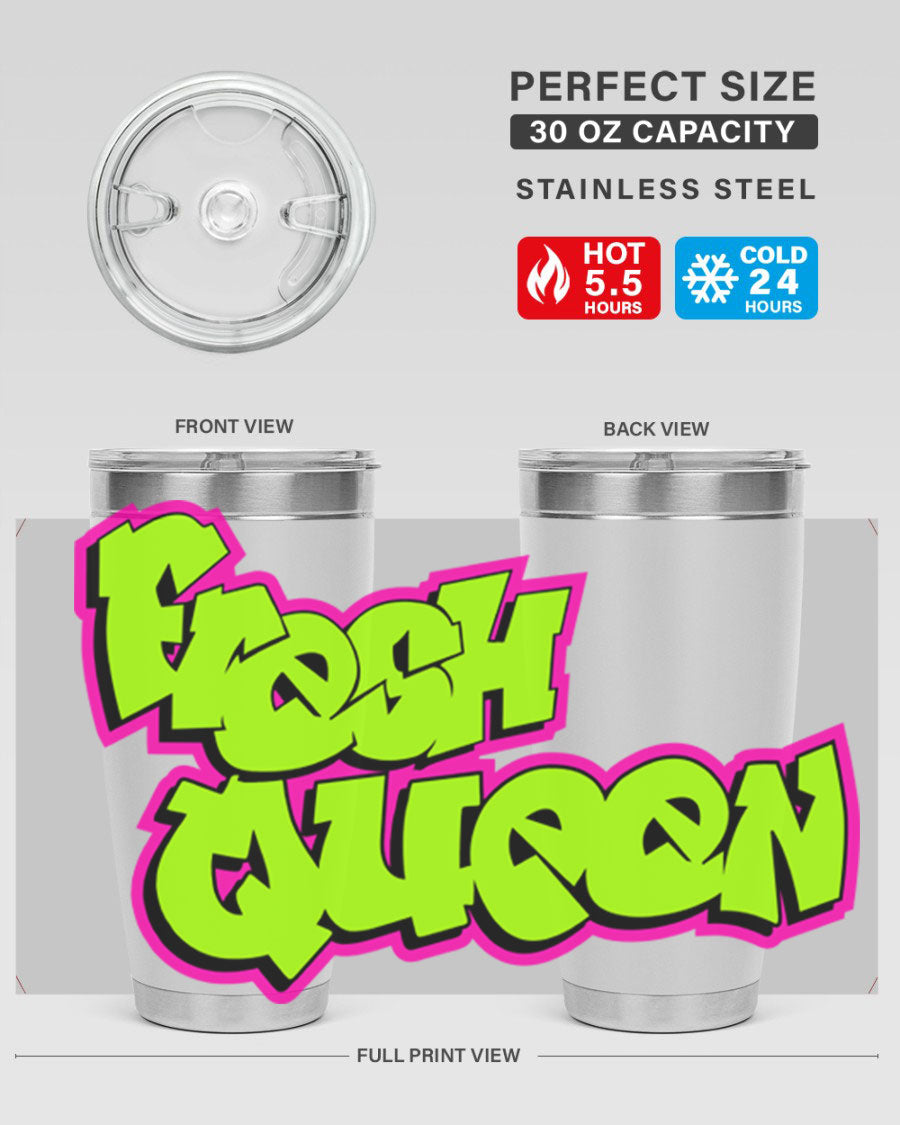 Fresh Queen Cotton Tank featuring stylish black words and phrases on a soft cotton fabric, perfect for casual wear.