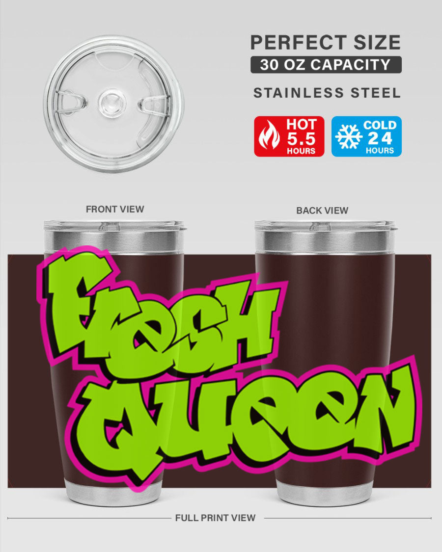 Fresh Queen Cotton Tank featuring stylish black words and phrases on a soft cotton fabric, perfect for casual wear.