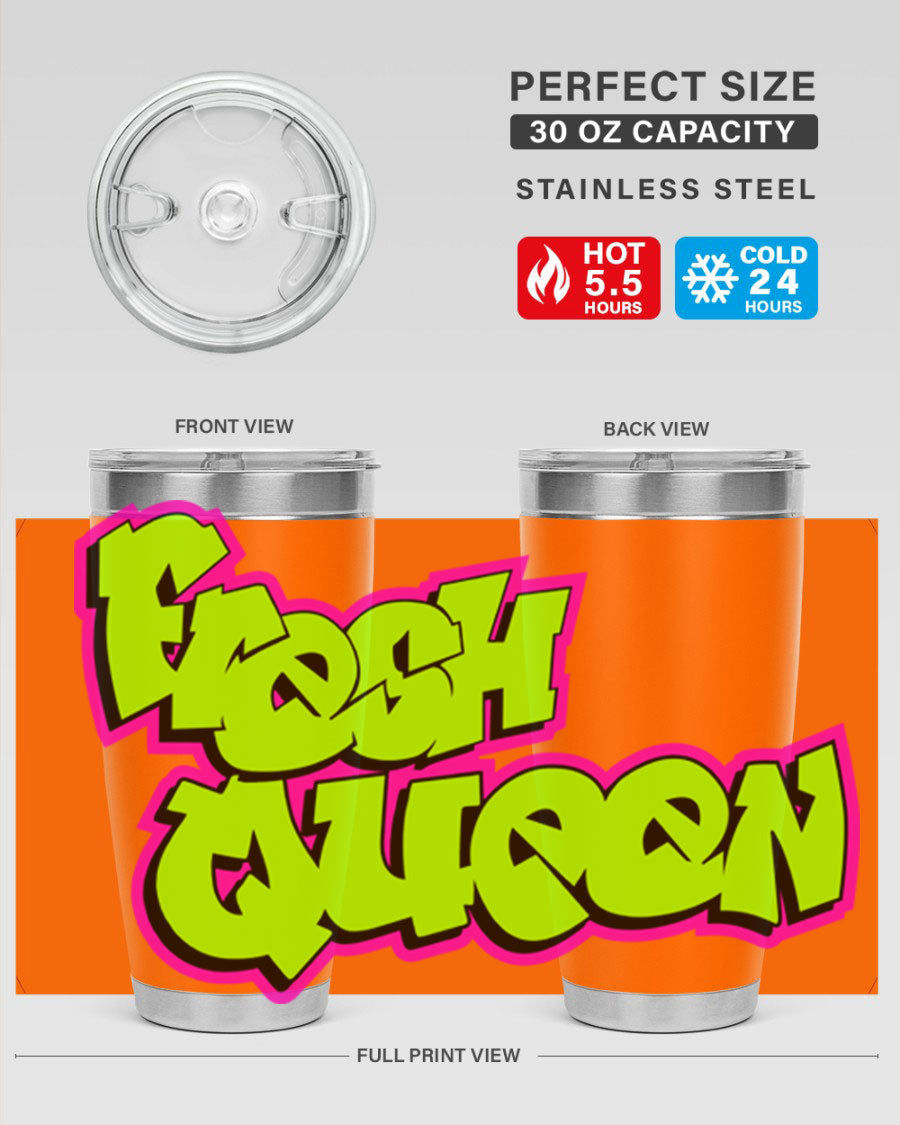 Fresh Queen Cotton Tank featuring stylish black words and phrases on a soft cotton fabric, perfect for casual wear.