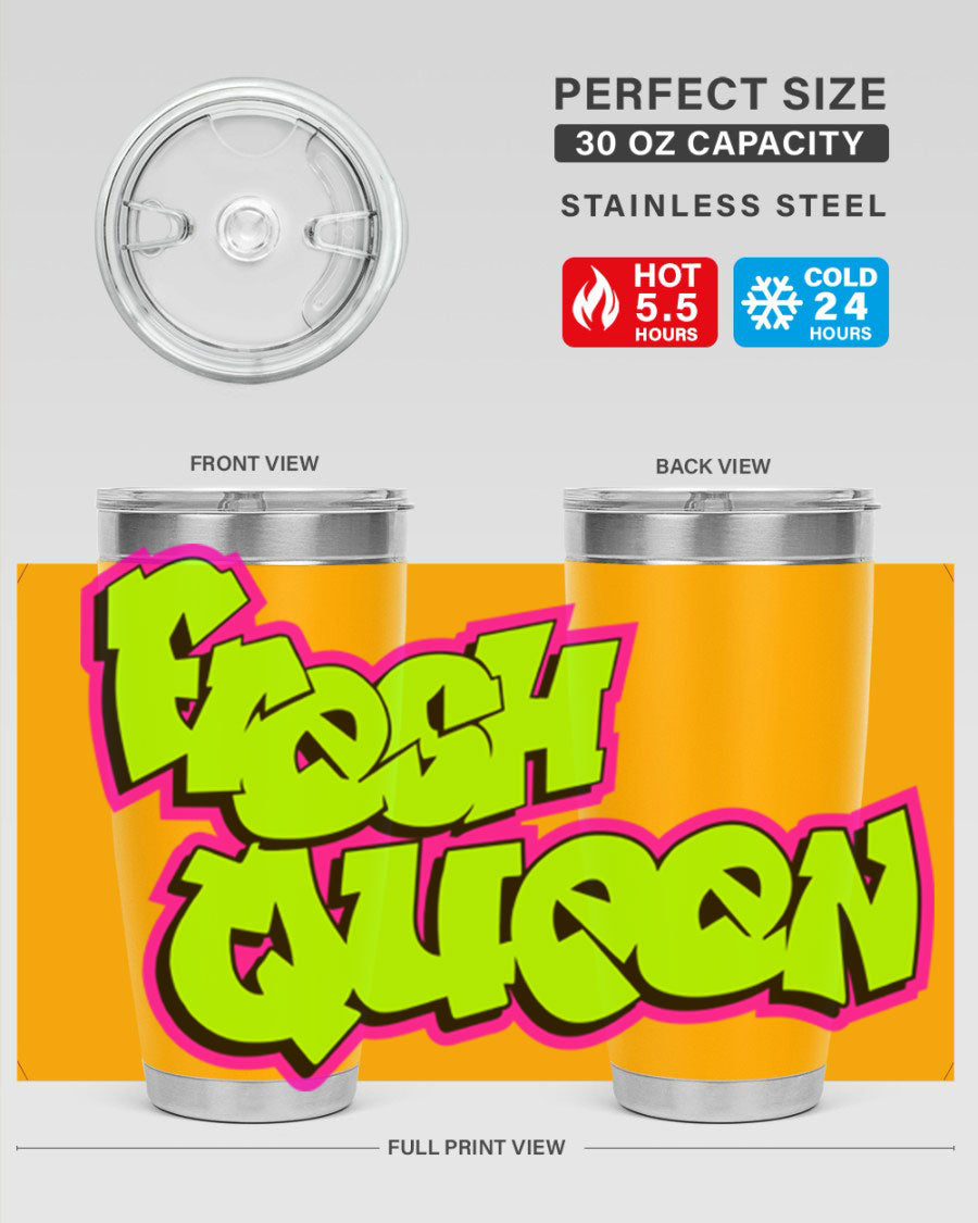 Fresh Queen Cotton Tank featuring stylish black words and phrases on a soft cotton fabric, perfect for casual wear.