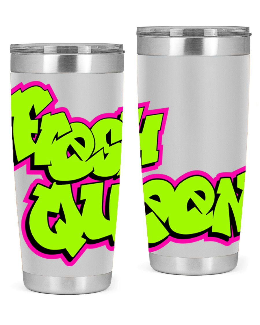 Fresh Queen Cotton Tank featuring stylish black words and phrases on a soft cotton fabric, perfect for casual wear.