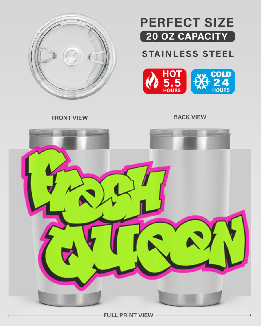 Fresh Queen Cotton Tank featuring stylish black words and phrases on a soft cotton fabric, perfect for casual wear.