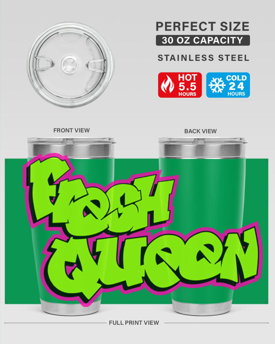 Fresh Queen Cotton Tank featuring stylish black words and phrases on a soft cotton fabric, perfect for casual wear.