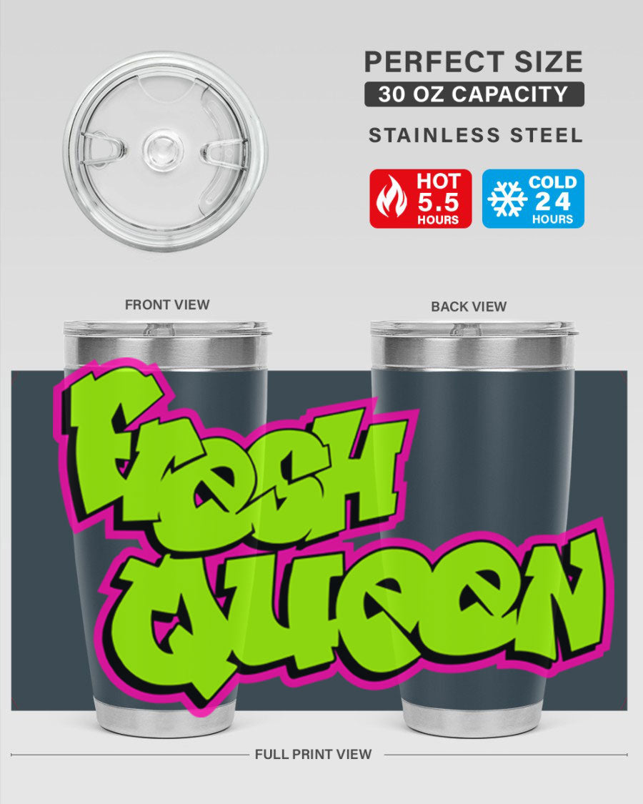 Fresh Queen Cotton Tank featuring stylish black words and phrases on a soft cotton fabric, perfect for casual wear.