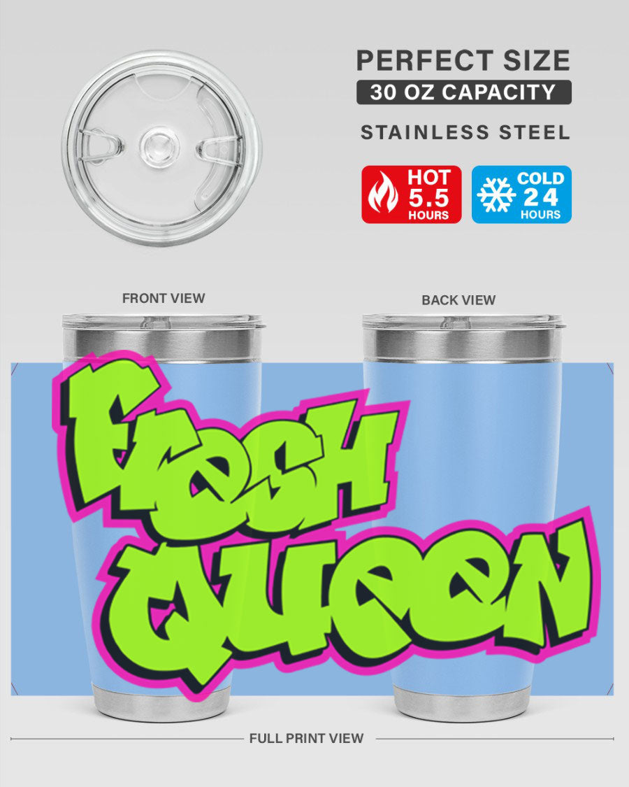 Fresh Queen Cotton Tank featuring stylish black words and phrases on a soft cotton fabric, perfect for casual wear.