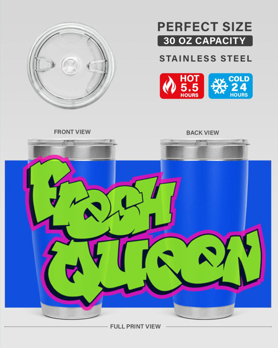 Fresh Queen Cotton Tank featuring stylish black words and phrases on a soft cotton fabric, perfect for casual wear.