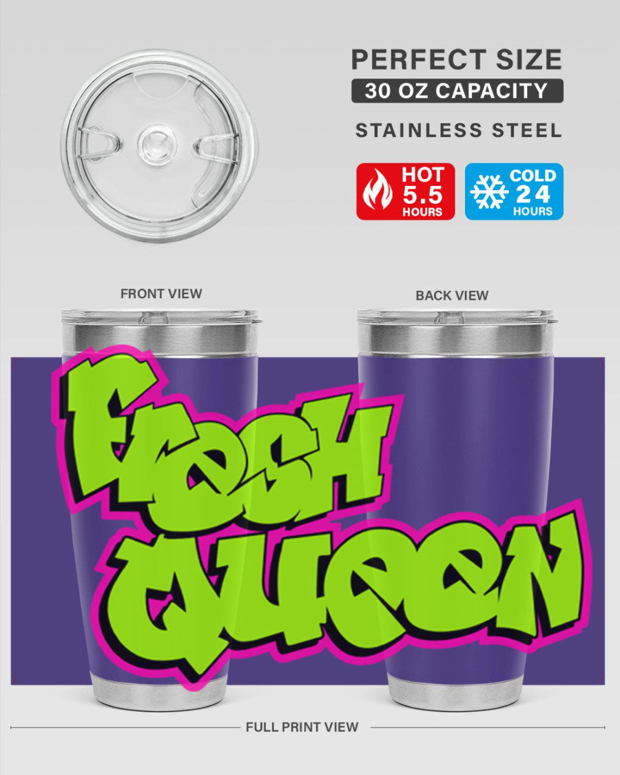 Fresh Queen Cotton Tank featuring stylish black words and phrases on a soft cotton fabric, perfect for casual wear.