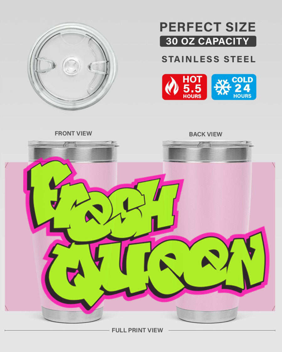 Fresh Queen Cotton Tank featuring stylish black words and phrases on a soft cotton fabric, perfect for casual wear.