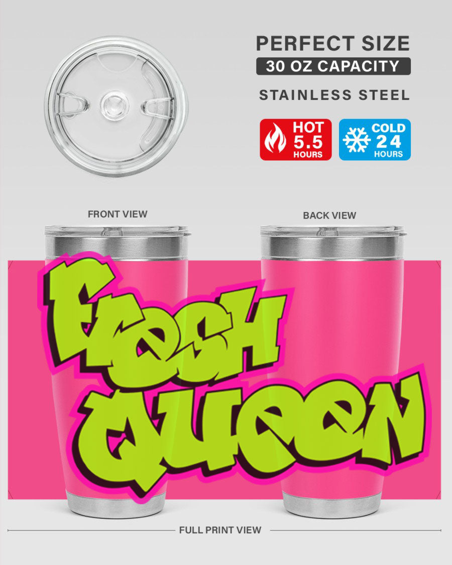 Fresh Queen Cotton Tank featuring stylish black words and phrases on a soft cotton fabric, perfect for casual wear.