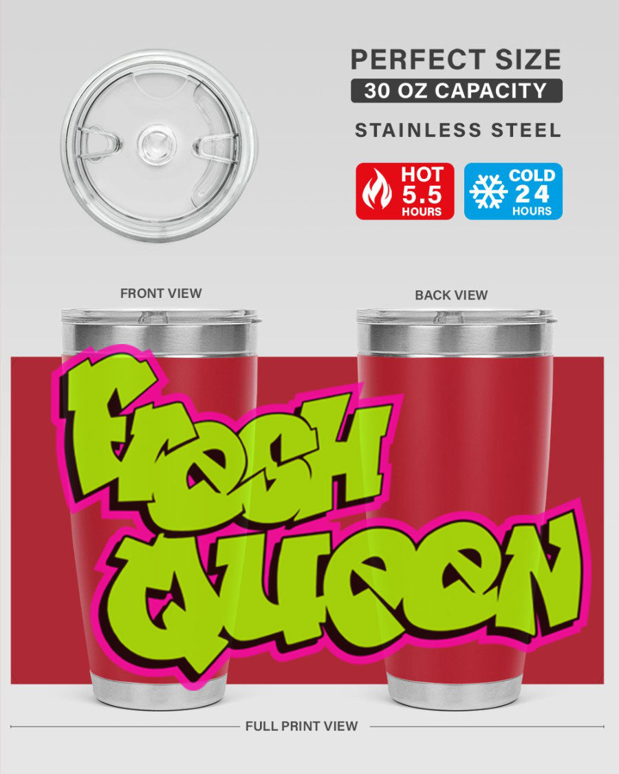 Fresh Queen Cotton Tank featuring stylish black words and phrases on a soft cotton fabric, perfect for casual wear.