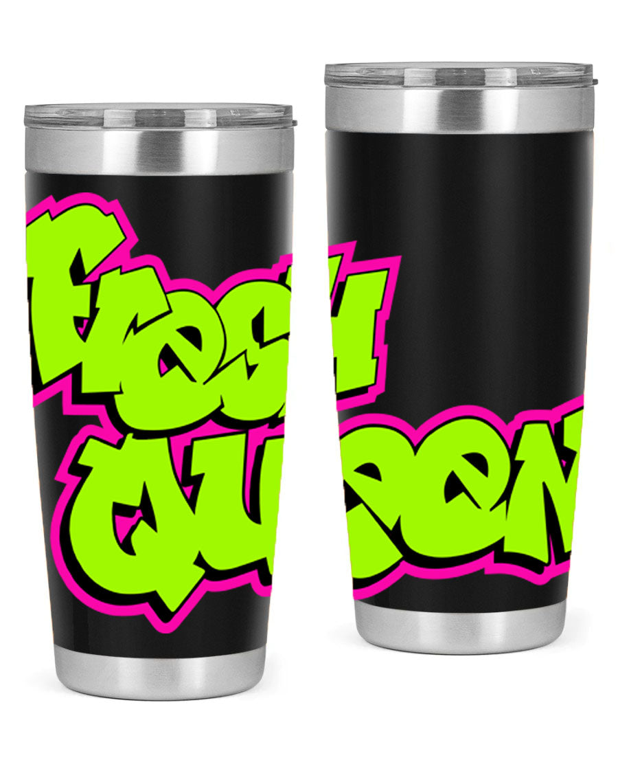 Fresh Queen Cotton Tank featuring stylish black words and phrases on a soft cotton fabric, perfect for casual wear.