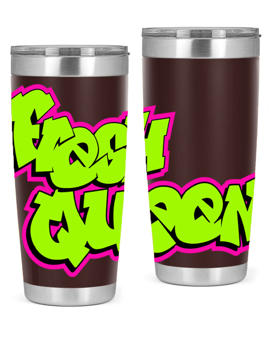 Fresh Queen Cotton Tank featuring stylish black words and phrases on a soft cotton fabric, perfect for casual wear.