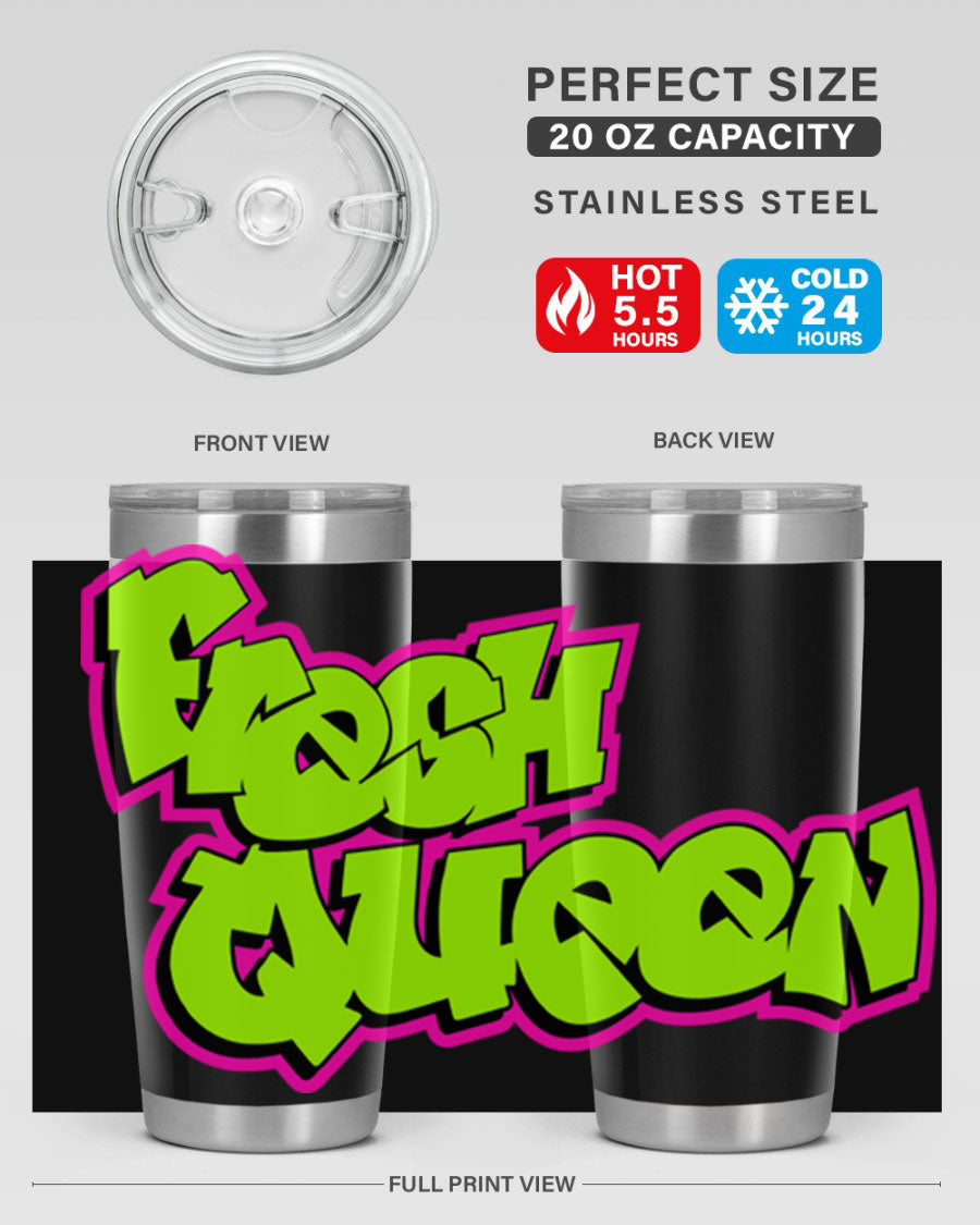 Fresh Queen Cotton Tank featuring stylish black words and phrases on a soft cotton fabric, perfect for casual wear.