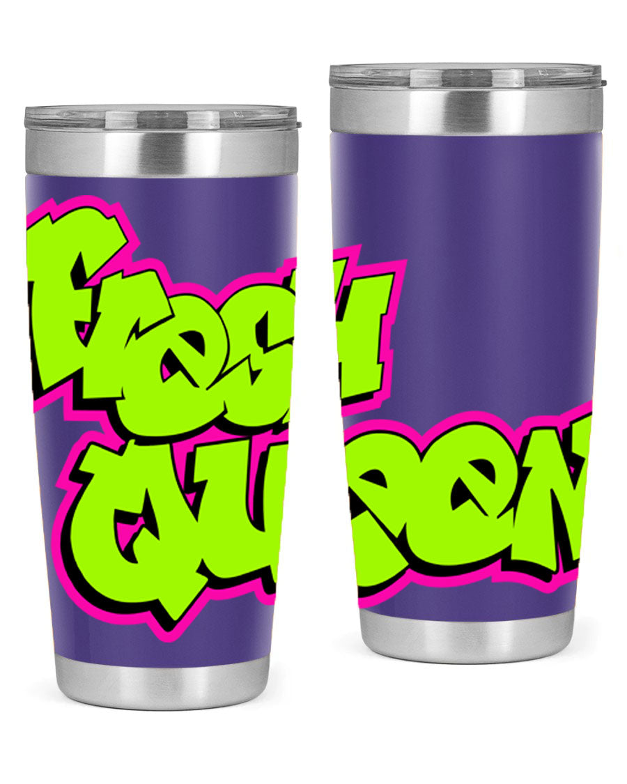 Fresh Queen Cotton Tank featuring stylish black words and phrases on a soft cotton fabric, perfect for casual wear.