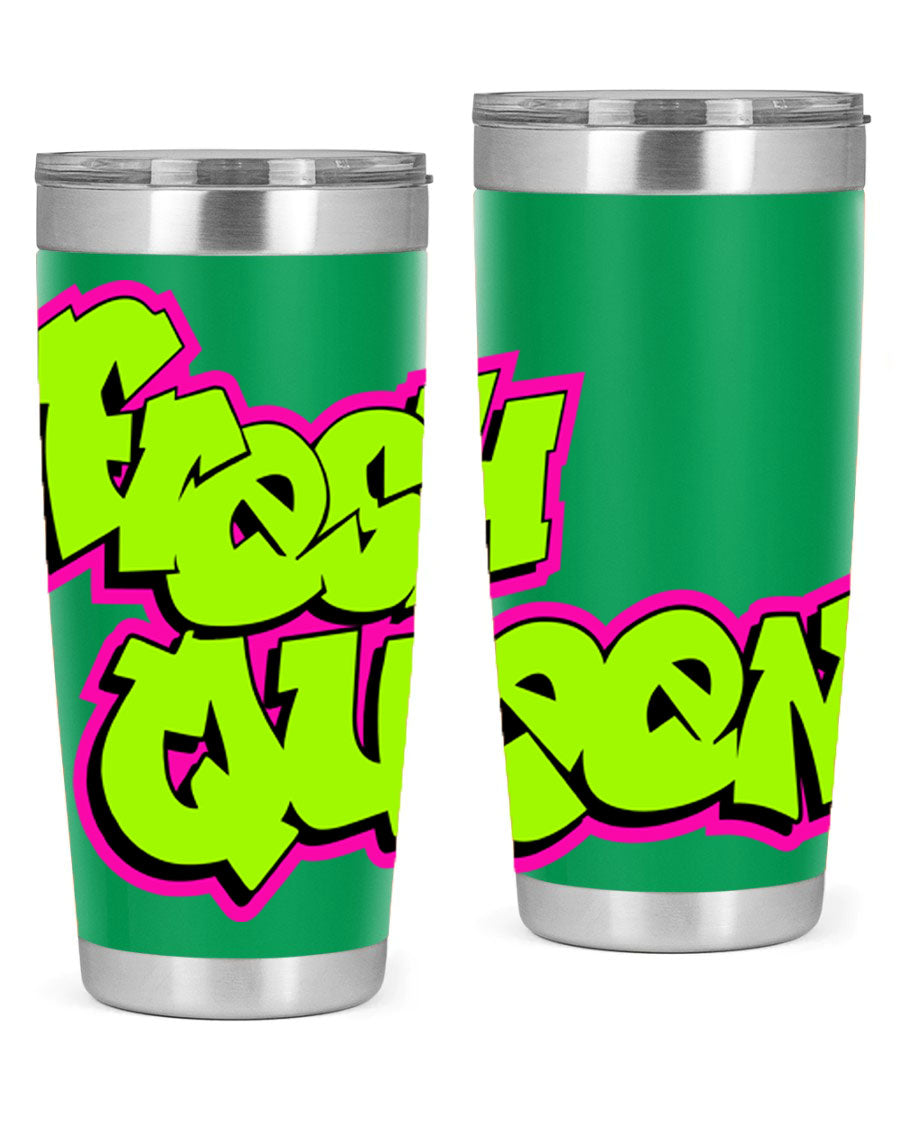 Fresh Queen Cotton Tank featuring stylish black words and phrases on a soft cotton fabric, perfect for casual wear.