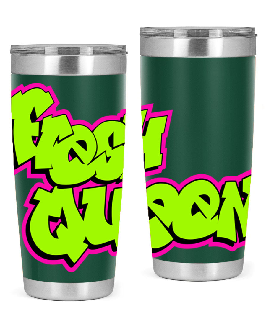 Fresh Queen Cotton Tank featuring stylish black words and phrases on a soft cotton fabric, perfect for casual wear.