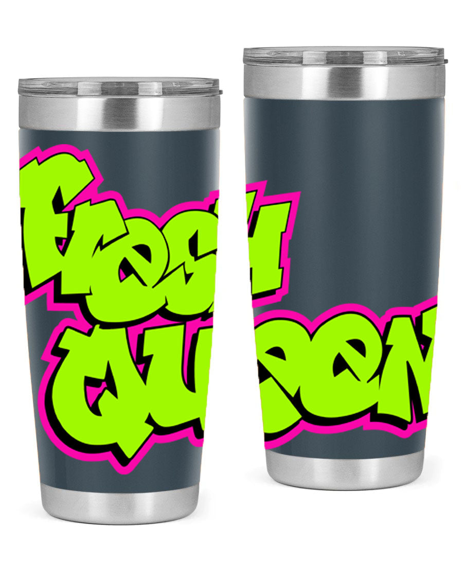 Fresh Queen Cotton Tank featuring stylish black words and phrases on a soft cotton fabric, perfect for casual wear.