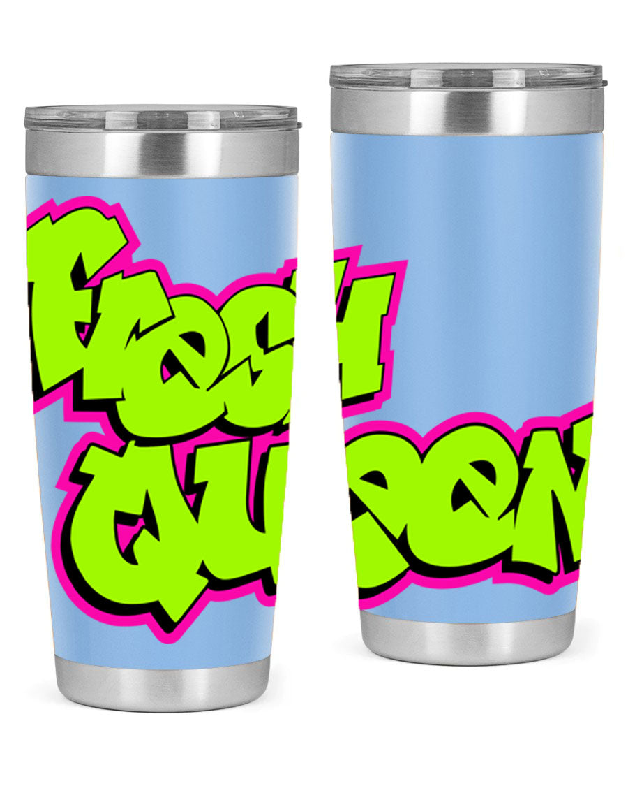 Fresh Queen Cotton Tank featuring stylish black words and phrases on a soft cotton fabric, perfect for casual wear.