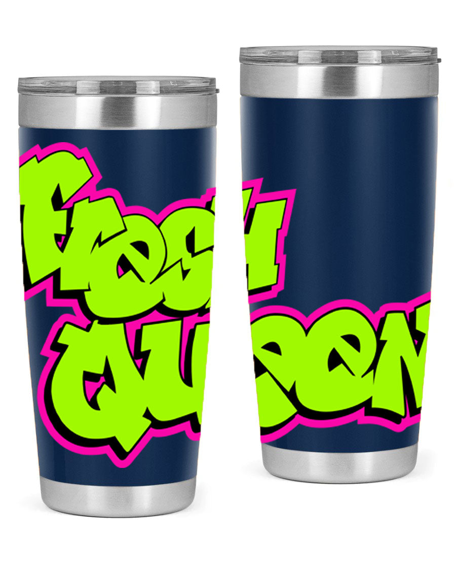 Fresh Queen Cotton Tank featuring stylish black words and phrases on a soft cotton fabric, perfect for casual wear.