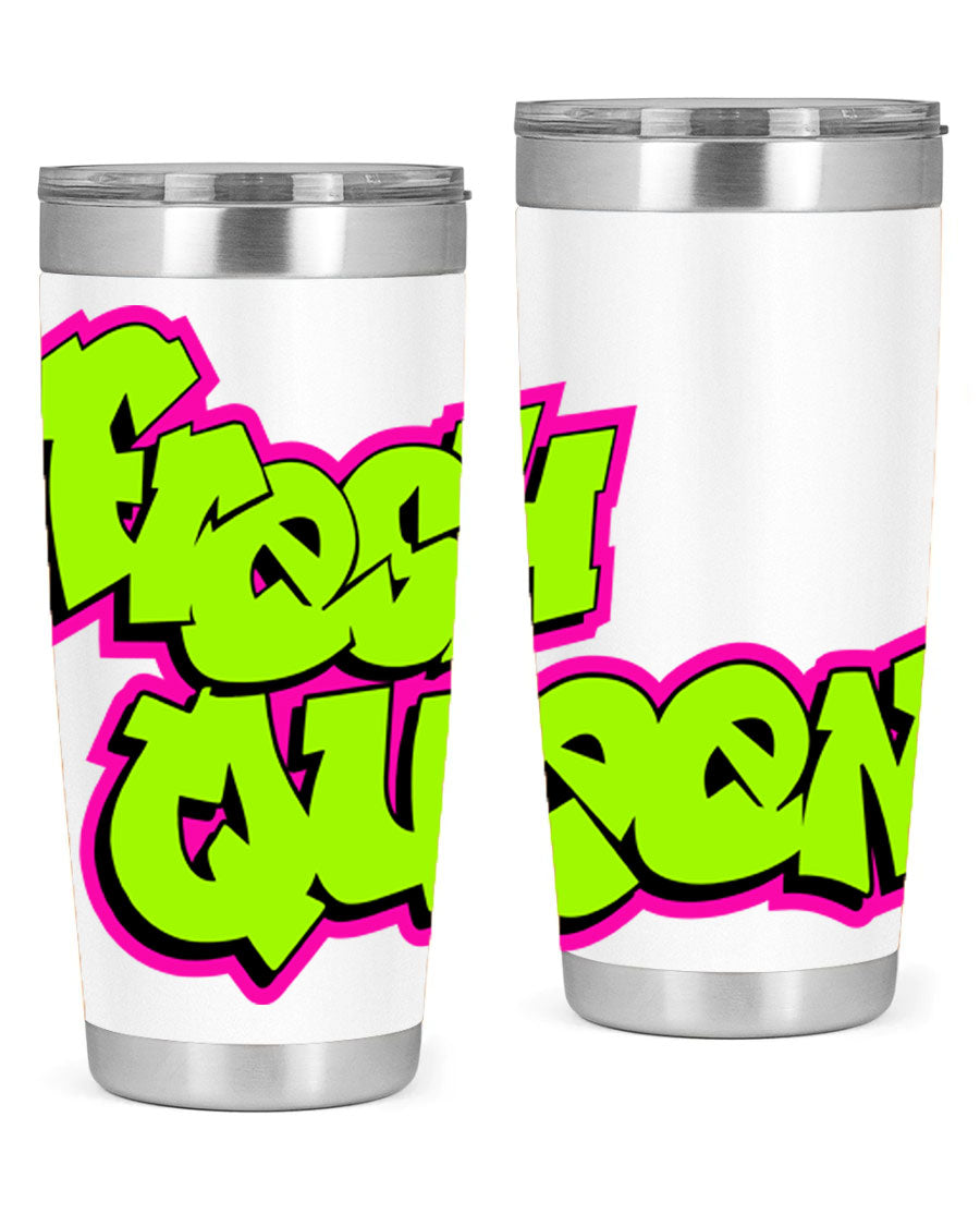 Fresh Queen Cotton Tank featuring stylish black words and phrases on a soft cotton fabric, perfect for casual wear.