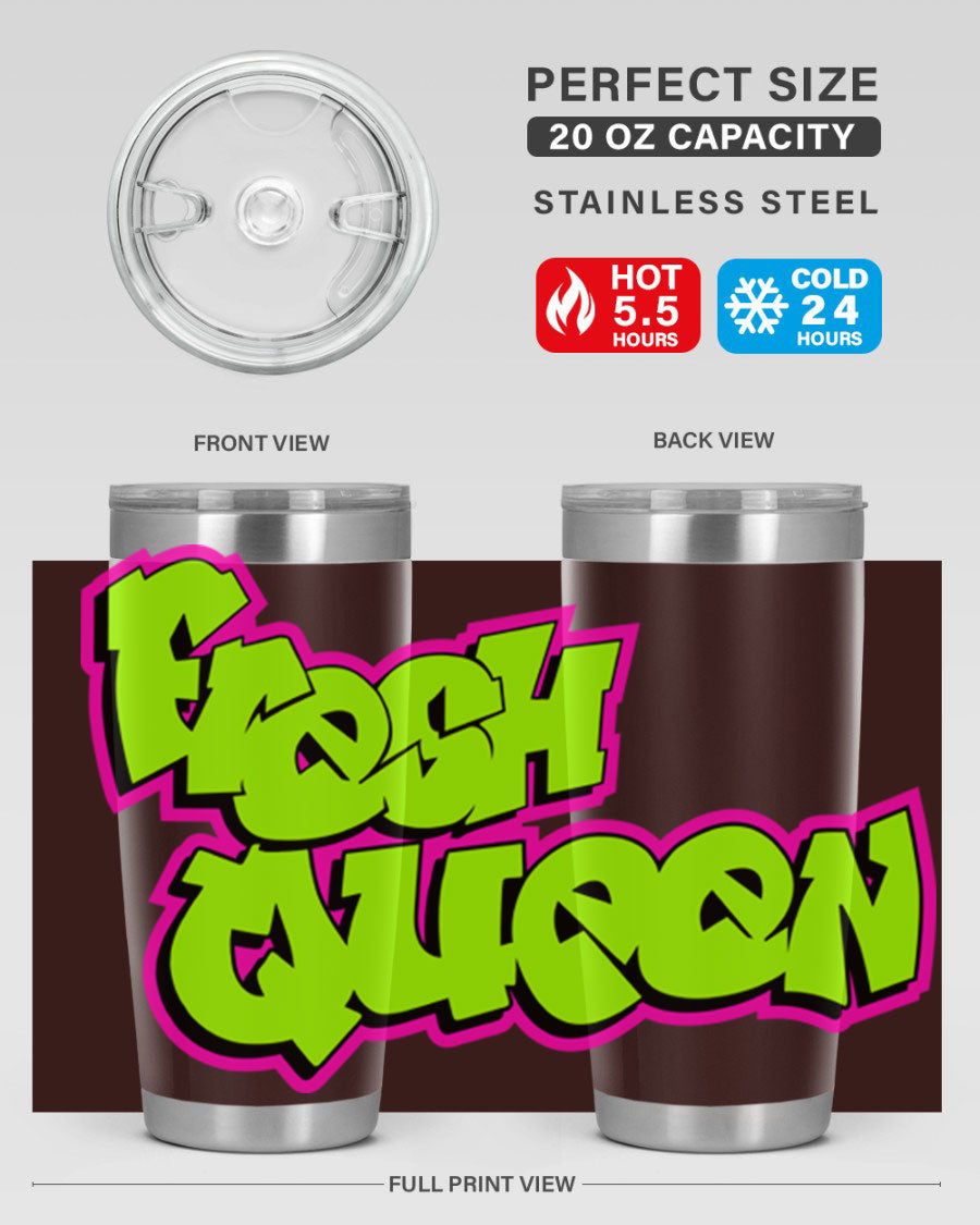 Fresh Queen Cotton Tank featuring stylish black words and phrases on a soft cotton fabric, perfect for casual wear.