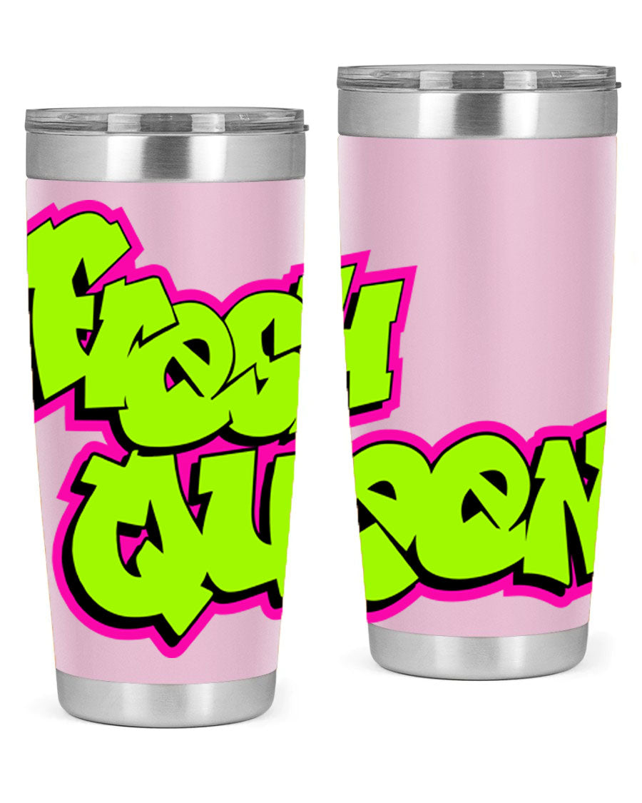 Fresh Queen Cotton Tank featuring stylish black words and phrases on a soft cotton fabric, perfect for casual wear.