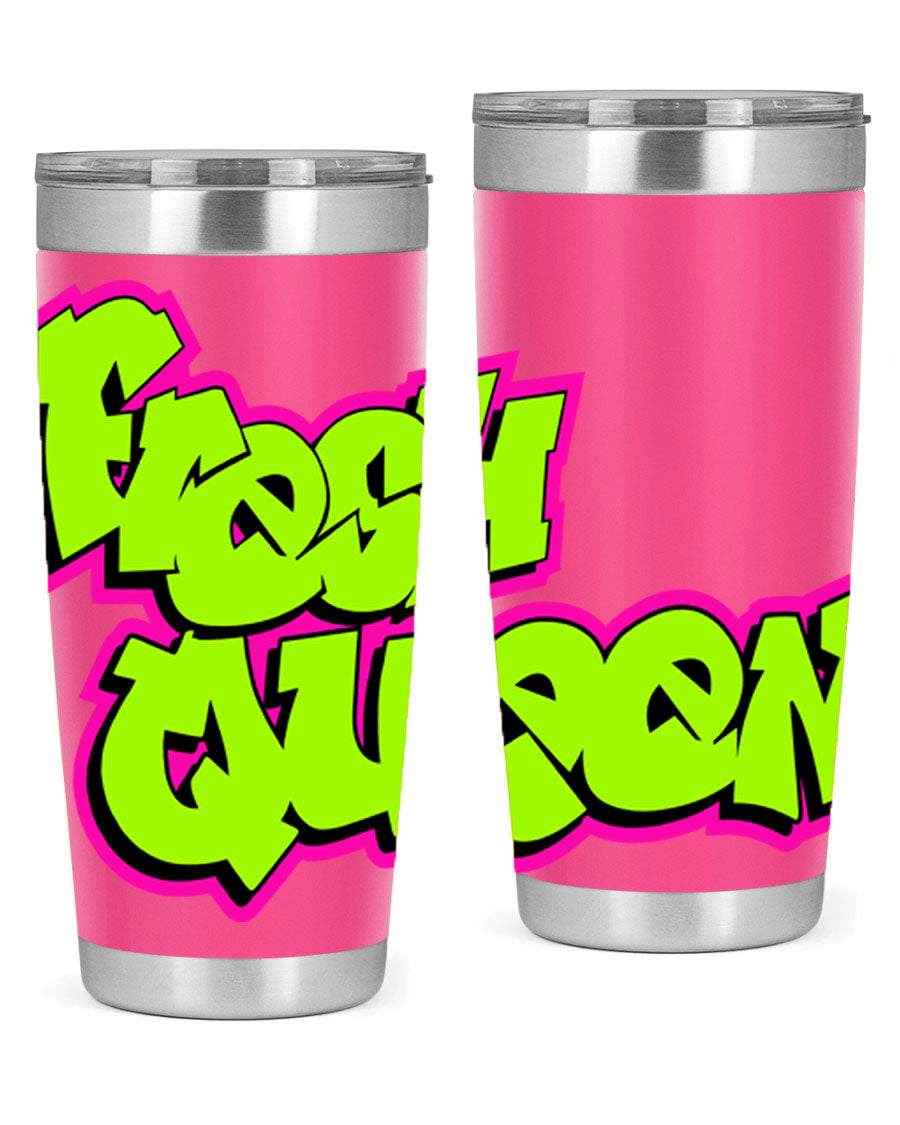 Fresh Queen Cotton Tank featuring stylish black words and phrases on a soft cotton fabric, perfect for casual wear.