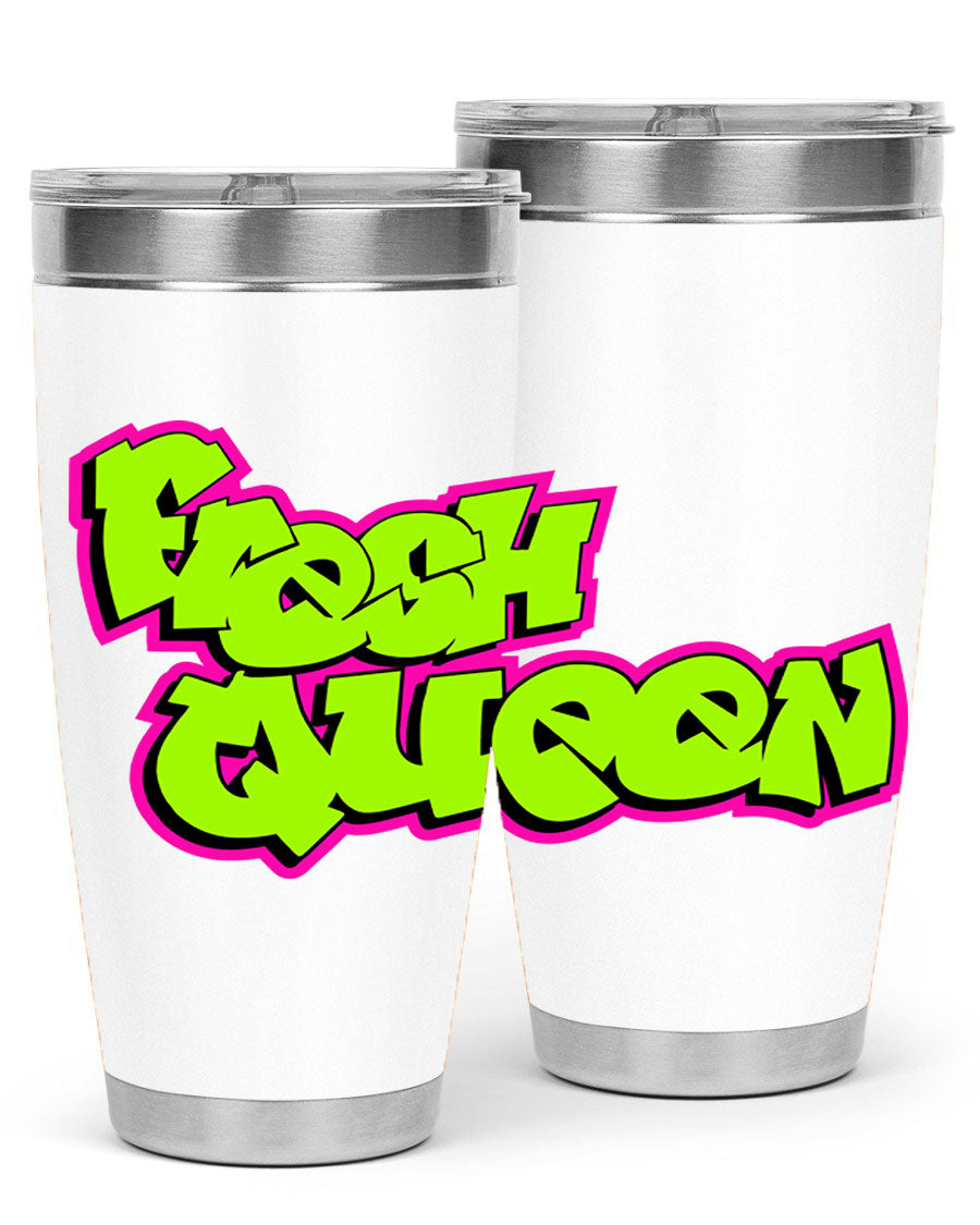 Fresh Queen Cotton Tank featuring stylish black words and phrases on a soft cotton fabric, perfect for casual wear.