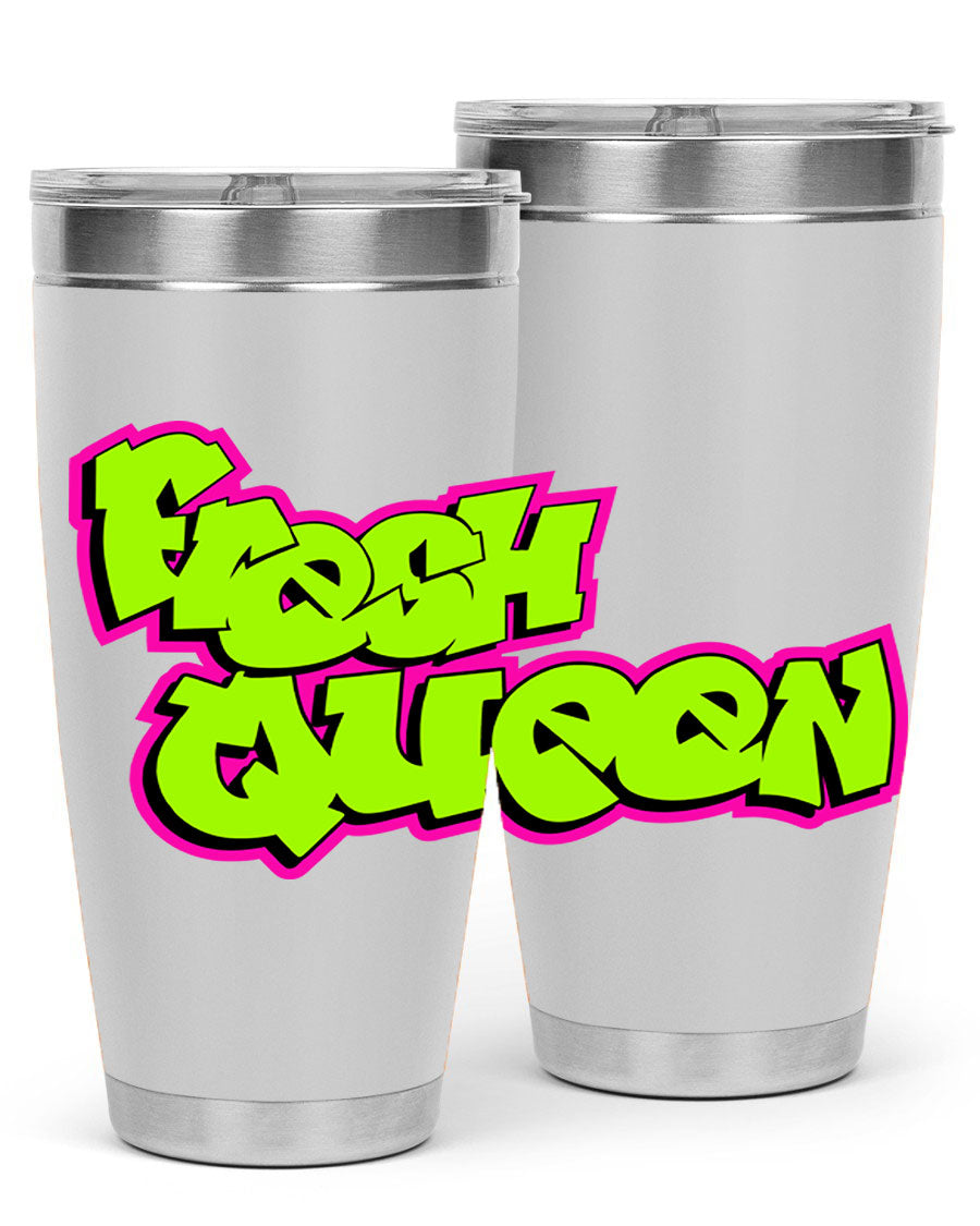 Fresh Queen Cotton Tank featuring stylish black words and phrases on a soft cotton fabric, perfect for casual wear.