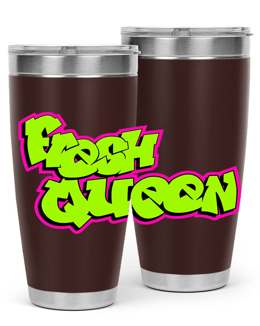 Fresh Queen Cotton Tank featuring stylish black words and phrases on a soft cotton fabric, perfect for casual wear.